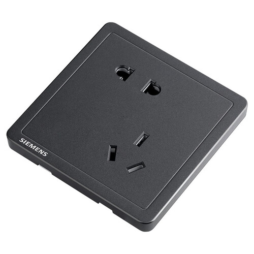西门子(siemens) 开关插座面板 致典系列金属黑灰色开关插座 斜五孔10