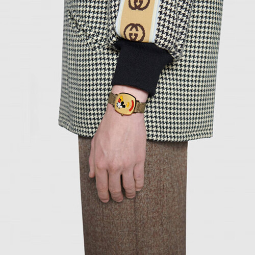 古驰guccidisneyxguccigrip系列迪士尼联名米奇图案金色男士女士手表