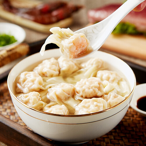 合口味虾仁小云吞混沌600g1袋约90只广式早点虾仁馅大馅小馄饨早餐