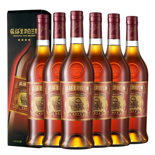 张裕(changyu)葡萄酒 changyu 张裕 四星金奖白兰地 700ml*6瓶 整箱