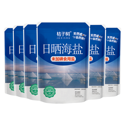 桔子树 未加碘日晒海盐 320g*6袋 9.9元(券后省6)-聚超值