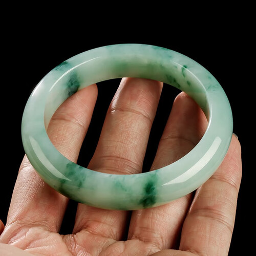 碧玉尊 玉镯冰种飘花翡翠手镯a货女款玉手镯珠宝玉器玉石缅甸镯子带证