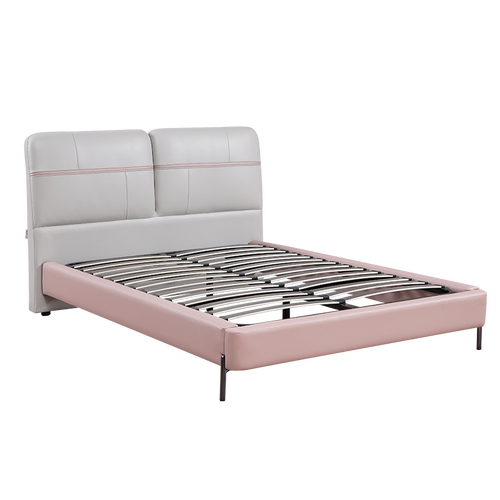 芝华仕真皮床青少年学生现代简约卧室家具15米c108云朵粉