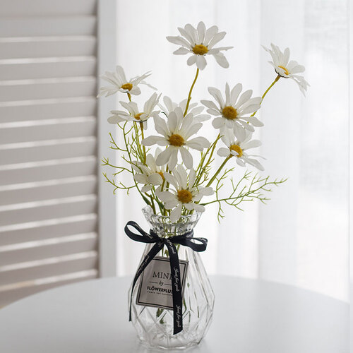 爱已装糖仿真小雏菊花瓶套装绢花塑料插花束餐桌电视柜茶几摆件装饰