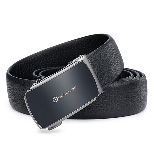 金利来皮带男士自动扣头层牛皮礼盒腰带简约商务时尚裤带黑far