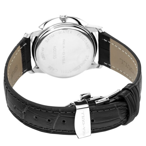 海鸥手表男士机械表日历显示经典三针国表m201s黑带