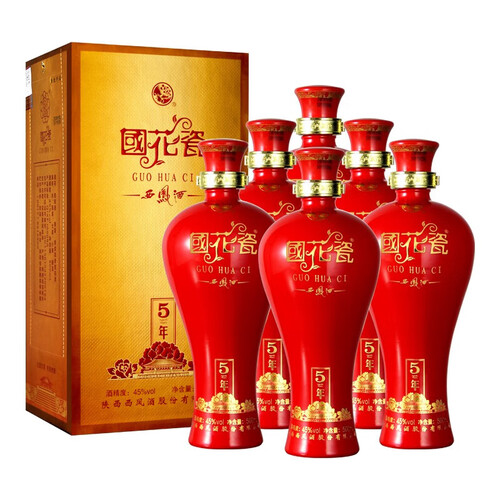 西凤白酒 西凤酒 国花瓷系列 5年 45%vol 凤香型白酒 500ml*6瓶 整箱