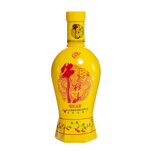 牛栏山北京二锅头52度百年精品黄瓷浓香型白酒500ml6整箱装