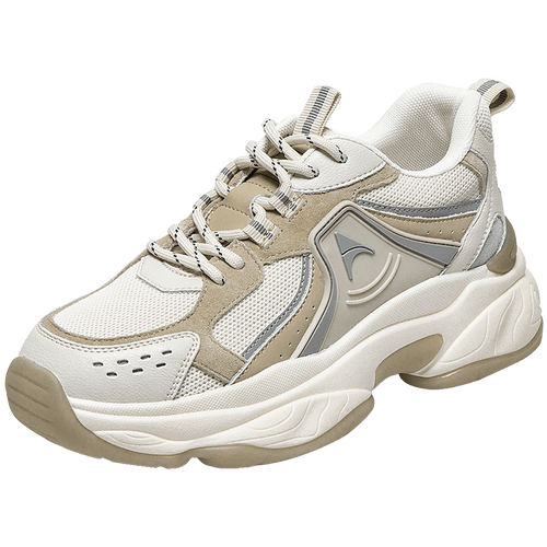 百思图春季商场同款溶解鞋网面厚底老爹鞋女休闲鞋ta083am2杏米白36