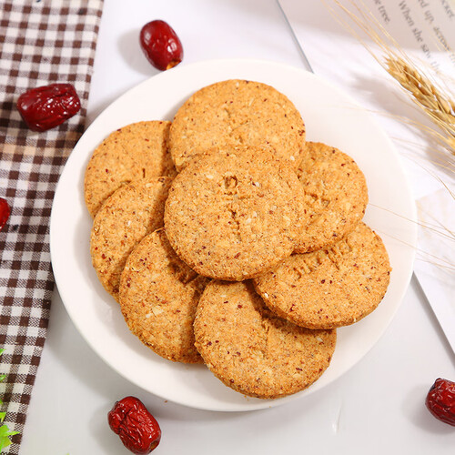 思朗纤麸 杂粮饼干高膳食消化饼干粗粮代餐饼干红枣味1020g酥性饼干
