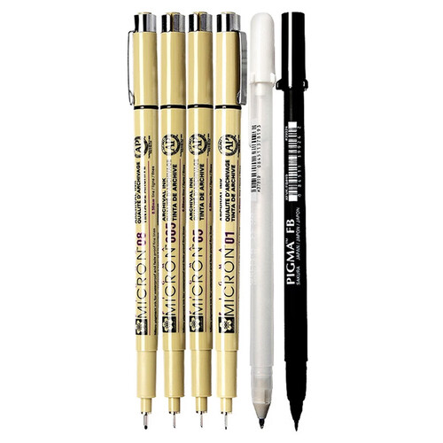 【全网低价】樱花(sakura)针管笔勾线笔 6支漫画套装 黑色签字笔日本