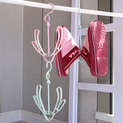 创意防风双钩阳台晒鞋架多功能挂鞋子的挂钩晾鞋架子晾晒架3个装