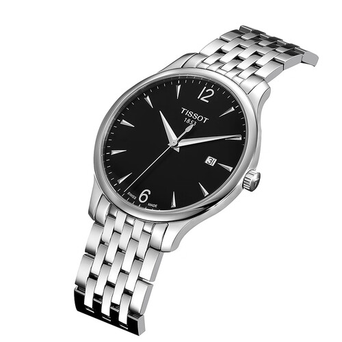 天梭tissot瑞士手表俊雅系列腕表钢带石英男表