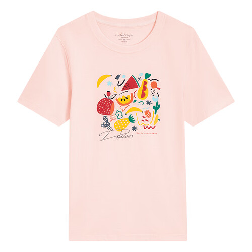 班尼路baleno女装夏日风情圆领印花t恤2023夏季新款潮流短袖t恤女r82l