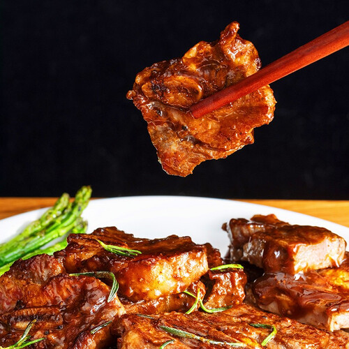 百里炙黑椒牛仔骨400g 静腌牛排小排牛肉牛排骨 半成品生鲜烧烤烤肉