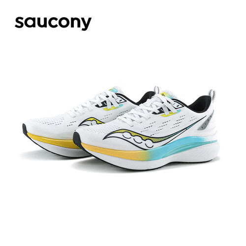 saucony索康尼浪潮男女轻量缓震跑步鞋情侣跑鞋训练运动鞋tide白黑黄