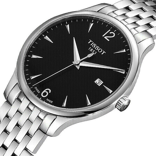 天梭tissot瑞士手表俊雅系列腕表钢带石英男表