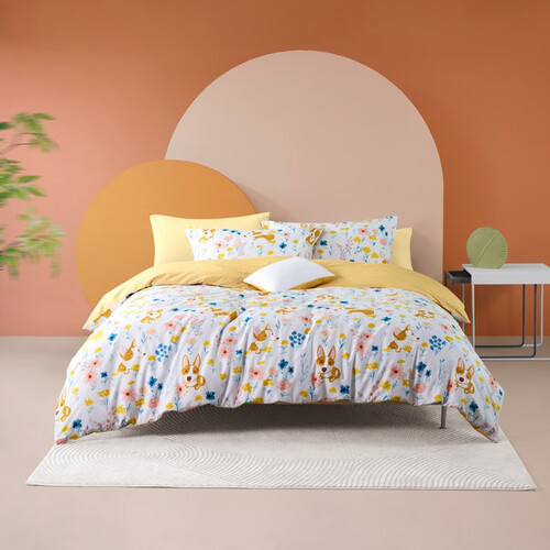 lovo乐蜗家纺床上三件套纯棉宿舍卡通床单被套被罩套件床上用品欢乐小