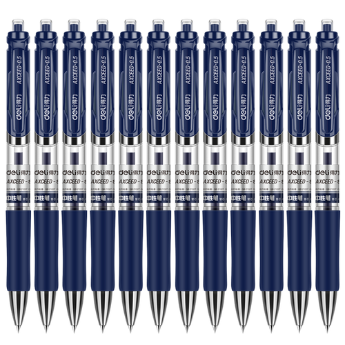 得力(deli)笔类 deli 得力 s01 按动中性笔 墨蓝色 0.