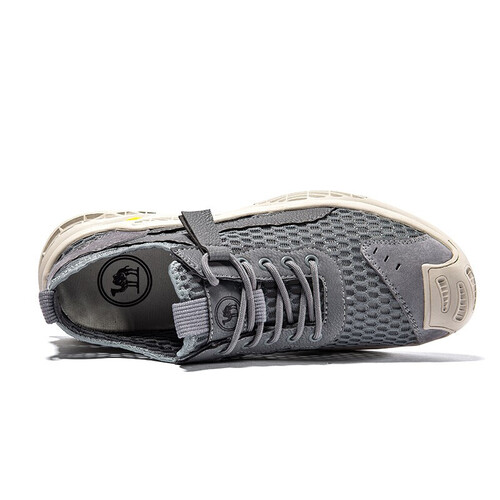 123456骆驼牌男鞋透气缓震网面鞋百搭休闲鞋户外运动鞋w112309230灰色