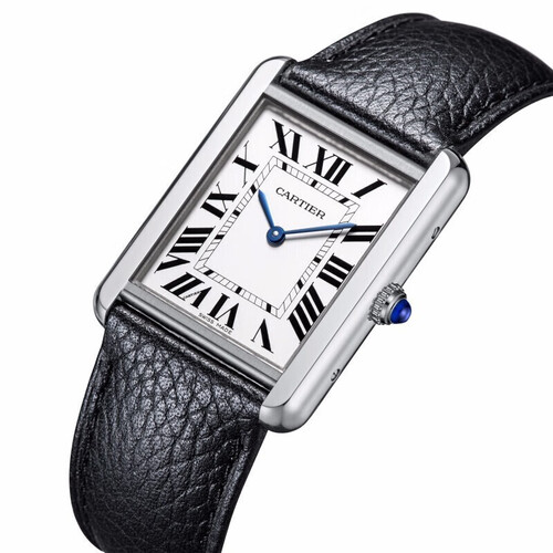 卡地亚cartier瑞士手表坦克系列时尚方形优雅简约女士腕表皮带石英表