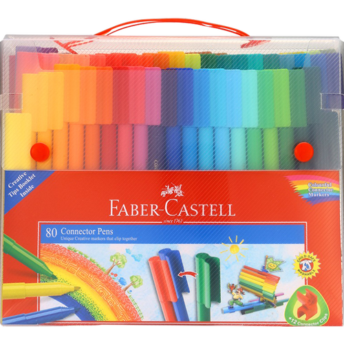 辉柏嘉fabercastell水彩笔可水洗幼儿园可拼砌软头儿童绘画80色155068