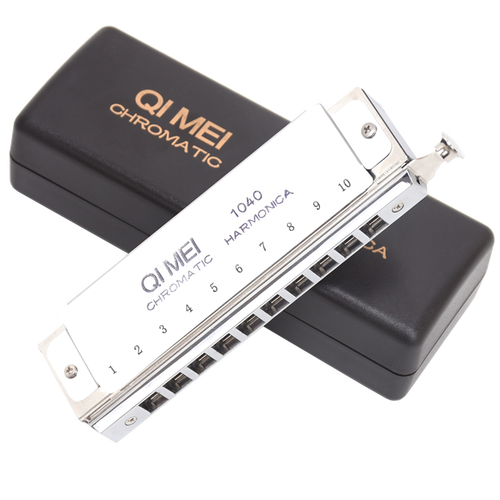 奇美口琴 奇美 qm10a 10孔40音半音阶方吹口银色口琴多少钱-聚超值