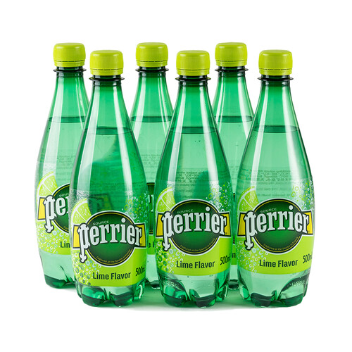 perrier巴黎水perrier法国原装进口气泡水青柠味天然矿泉水500ml6瓶