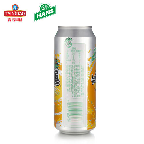 by青岛啤酒汉斯小木屋果啤菠萝啤菠萝啤饮料500ml12听整箱