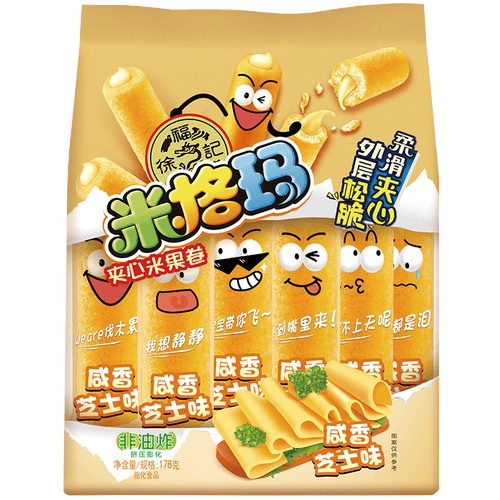 徐福记米格玛夹心米果卷咸香芝士味休闲零食178g袋