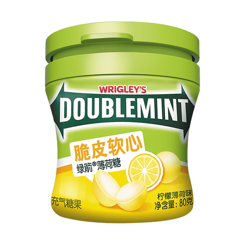 绿箭doublemint薄荷糖脆皮软心柠檬薄荷味80g单瓶装办公室休闲零食