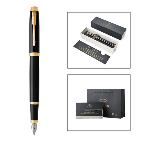 派克parker钢笔签字笔商务送礼男女生日礼物学生练字im系列丽雅黑金夹