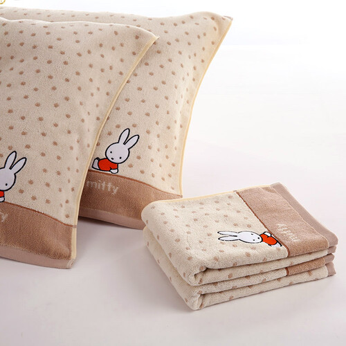 金号家纺纯棉卡通枕巾柔软透气单人枕头巾一对2条装棕色5280cm