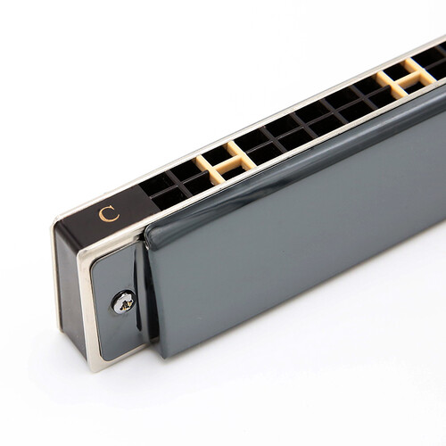 奇美qimei口琴限量版演奏口琴24孔复音口琴c调酷黑