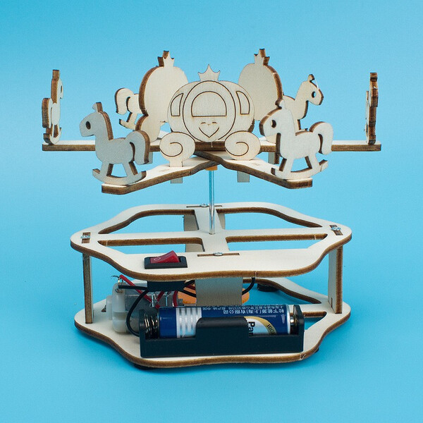 达闻西 旋转木马物理齿轮科技小制作手工diy科学实验steam教具