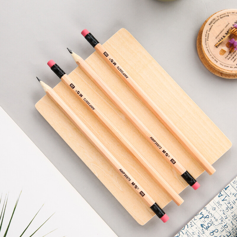 晨光(m&g)文具hb六角木杆铅笔 原木学生铅笔(带橡皮头) 实惠装木质