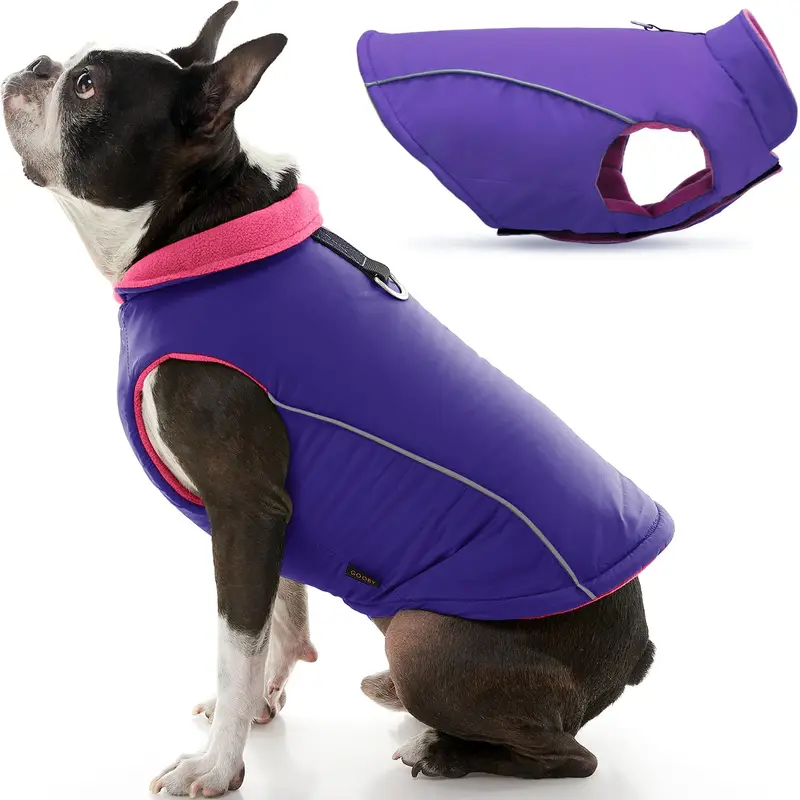 Gooby 狗狗运动背心 中号 紫色 反光保暖防水宠物外套