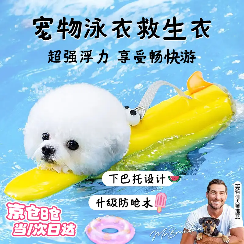 甜苗苗狗狗泳衣救生衣宠物玩水游泳衣服大浮力泰迪比熊柯基小中型犬夏季 狗狗泳衣【大眼萌仔-洛克黄】 S（建议体重5-10斤） 新款品质新升级
