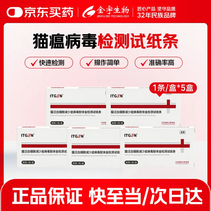 猫瘟试纸5条装家中猫咪病毒检测卡猫瘟检测试纸操作简单宠物用品
