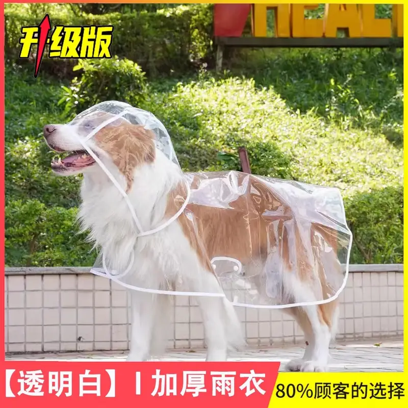 狗狗加厚雨衣泰迪中小型犬柴犬防水透明雨披宠物可牵引雨天衣服 宠物雨衣-白色 M (建议3-5斤)
