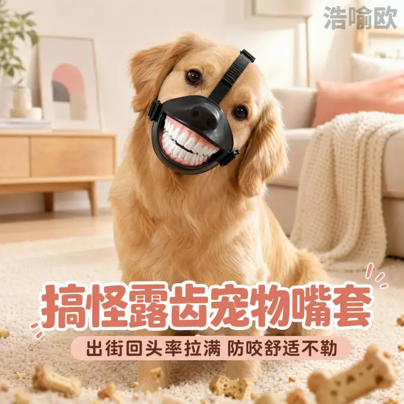 新款搞怪狗狗大笑牙齿嘴套出行趣味装饰嘴套Funny dog muzze 大笑牙齿嘴套 XS码