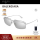 巴黎世家（BALENCIAGA）太阳镜时尚运动风飞行员金属窄版几何无框防晒墨镜BB0139S-003