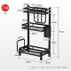 四季沐歌厨房置物架落地可折叠小推车置物架免安装零食收纳架客厅储物架子 调料三层全配