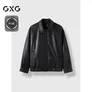 GXG男装2024年翻领皮衣夹克PU外套黑色175L