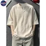 NASA MARVEL老钱风V领t恤短袖男夏季薄款新款潮流宽松透气半袖打底衫衣服