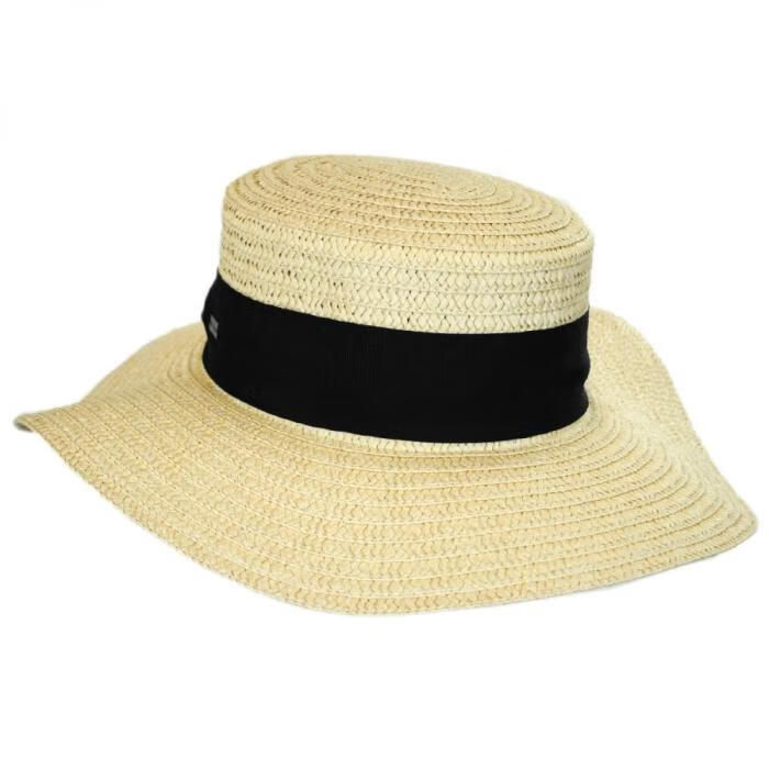 betmar女士方形帽冠松软边缘草编太阳帽舒适透气101107 natural/black
