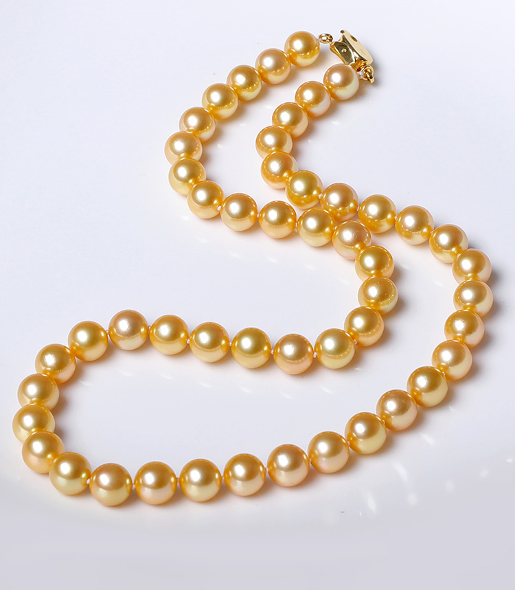 源生珠宝海水珍珠项链akoya珍珠项链送妈妈礼物女款859mm金黄色