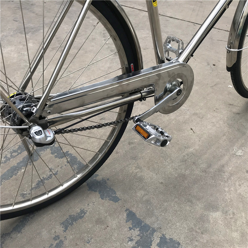 基洛夫日本自行车直横梁载人单车不锈钢日式系内变速三速复古男款城市