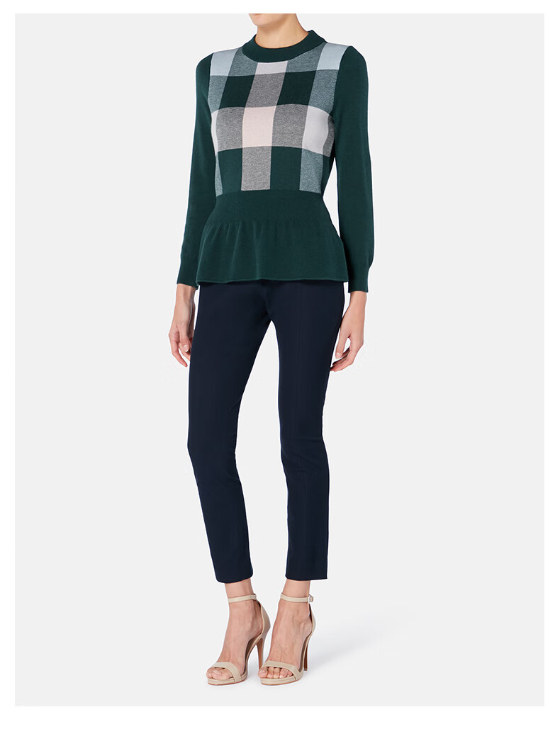 aquascutum 雅格狮丹秋冬女士格纹时尚淑女套头针织衫上衣 sam墨绿 xs