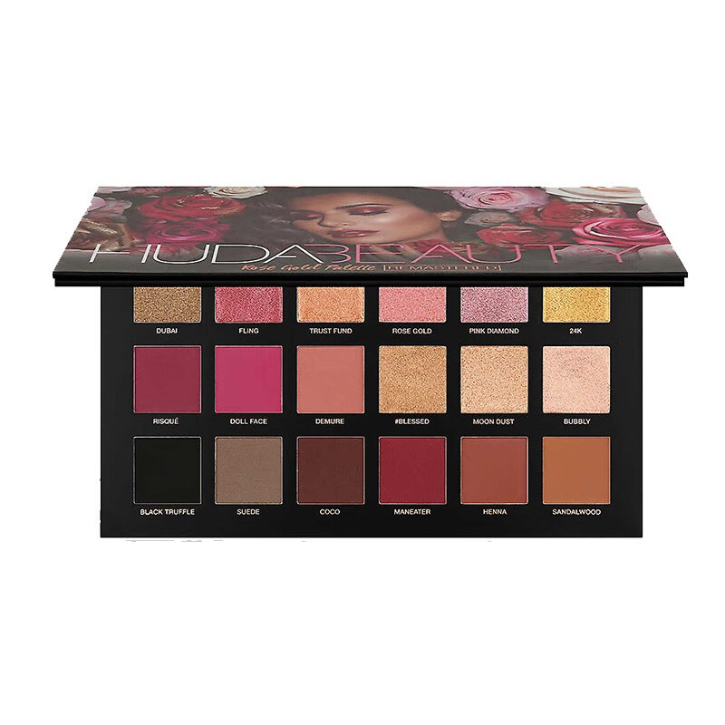huda beauty 网红18色nude沙漠玫瑰眼影盘 玫瑰金重塑18色眼影盘